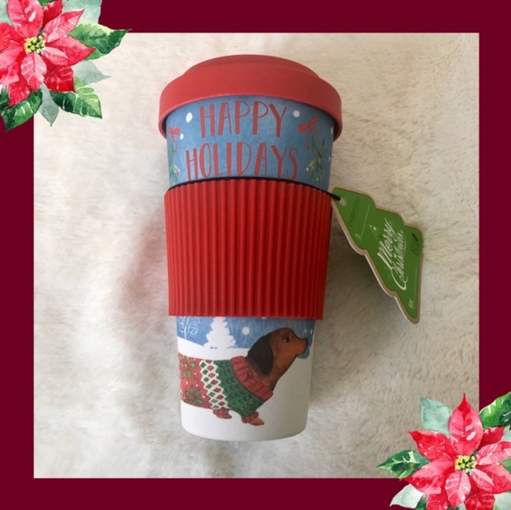🎅 Dachshund Holiday Bamboo Travel Mug